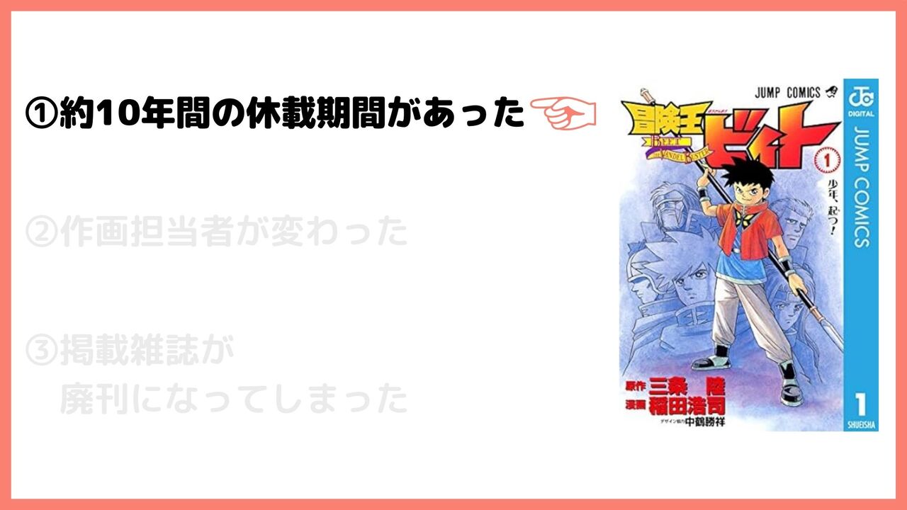 ①約10年間の休載期間があった