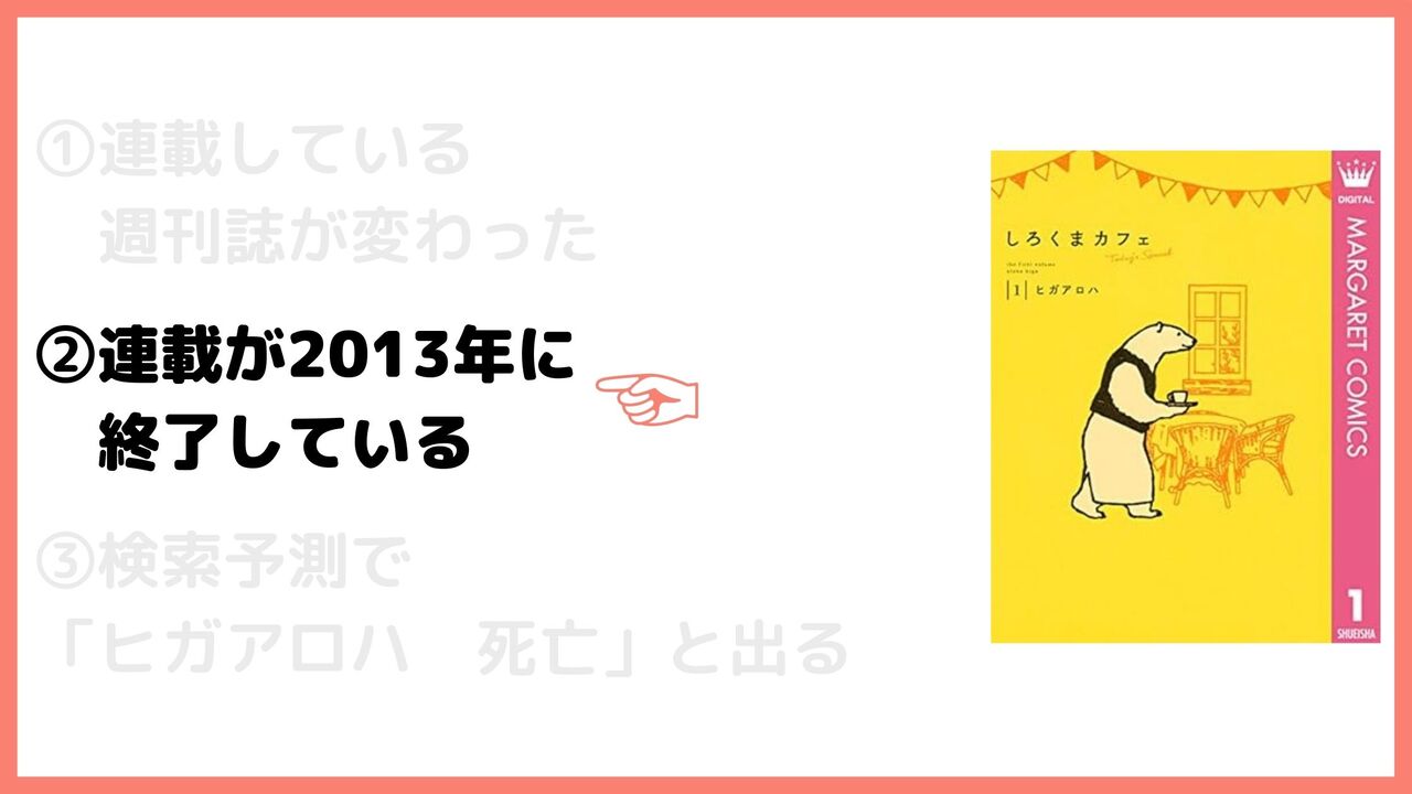 ②連載が2013年に終了している